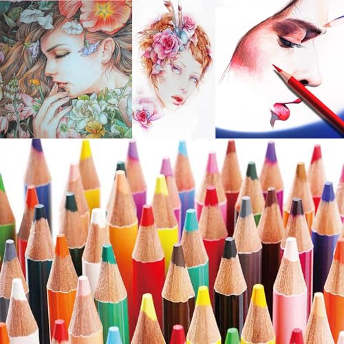 Heshengping 72 Color Artist Colored Pencils Set for Adult Coloring Books, Soft Core, Professional Numbered Art Supplies Drawing kit for Coloring Sketching Blending Crafting, Gift for Beginners Teens 4 51+VjbEKz5L