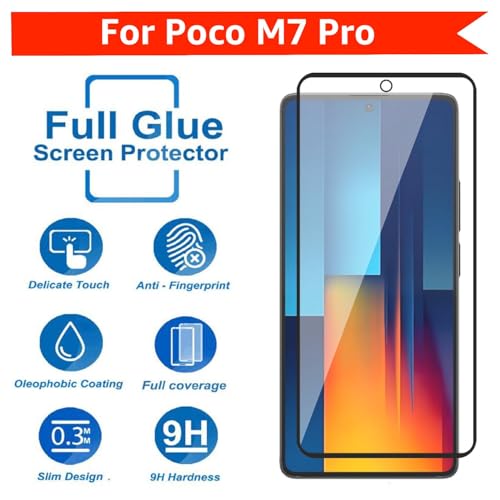 Image of DARKFIT Tempered Glass Premium Screen Protector Compatible for Poco M7 Pro 5G | Edge to Edge Coverage with Easy Installation Kit | Scratch Resistance | HD Clear Glass (Black Border) | Pack of 1