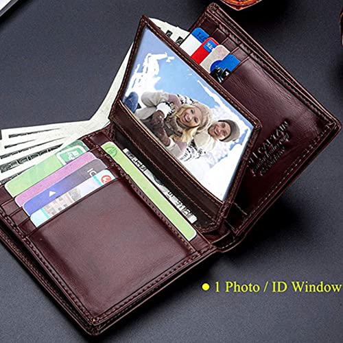 Genuine Leather RFID Blocking Wallet for Men,Cowhide Bifold Wallet Vintage Bifold Wallet Money Pouch15 Credit Card Slots+2 Cash Pouch+1 Coin Pouch+1 Photo Slots4
