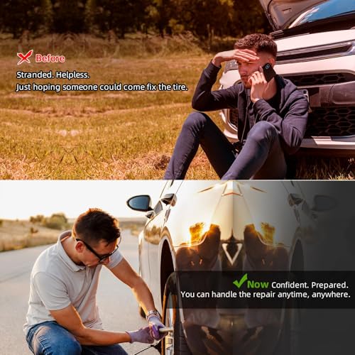 Image of Realth 100 Pcs Tire Plug Kit - No Removal Needed, Emergency Flat Tire Repair Screws | Quick Fix Tubeless Tire Repair Rubber Nails Kit for Cars, SUVs, Motorcycles, Trucks (Portable & Durable)