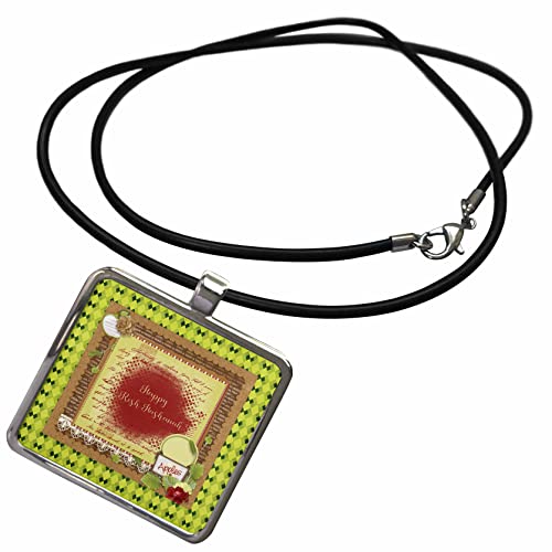 3dRose Image of Happy Rosh Hashansh, Apples, Flowers, Lace,... - Necklace With Pendant (ncl-372589)