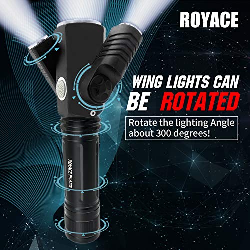Royace Led Flashlight Small Flashlights,3 in 1 Led Rechargeable Flashlights High Lumens,Tactical Light