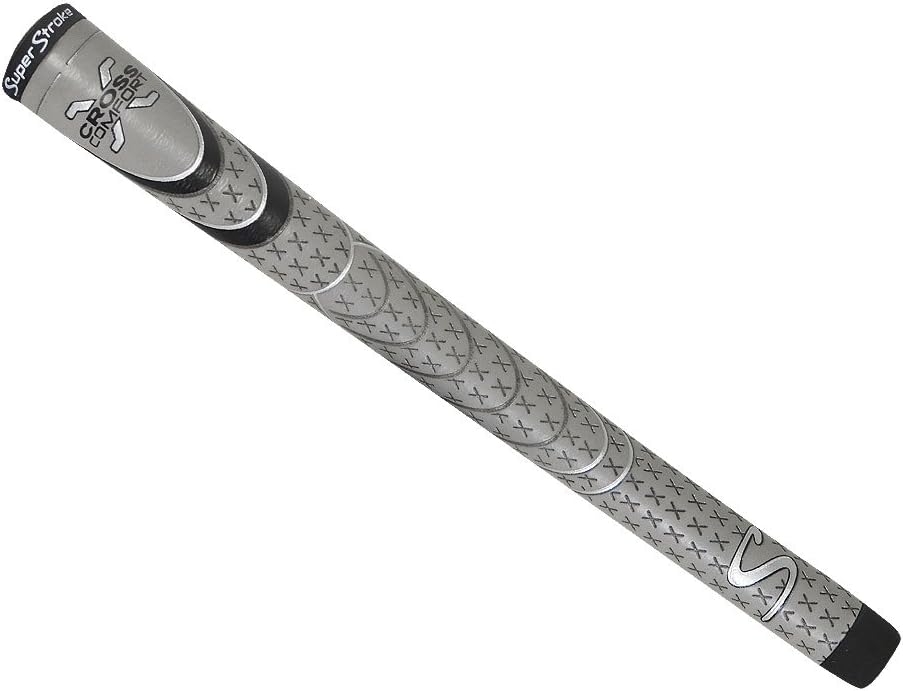 SuperStroke Cross Comfort Golf Club Grip, Gray/Black (Standard) | Soft & Tacky Polyurethane that Boosts Traction | X-Style Surface & Non-Slip | Swing Faster & Square the Clubface More Naturally