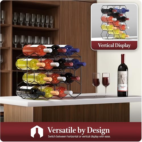 Sorbus Countertop Wine Racks, Stackable Bottle Storage (14 Bottle, Black) - image 4