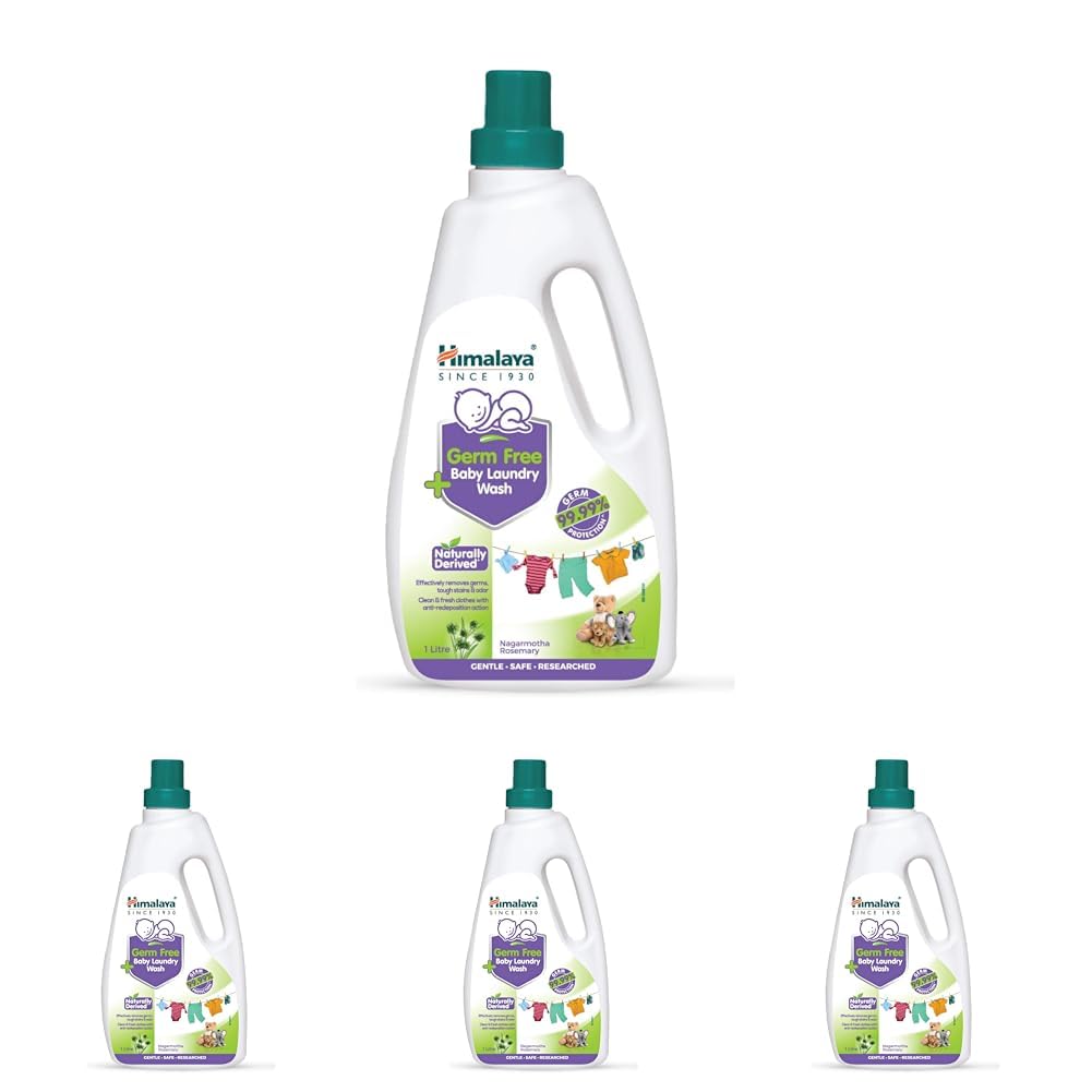 Himalaya Germ Free Baby Laundry Detergent with Plant Based Cleansers & Biodegradable Ingredients (Bottle, 1 Litre) (Pack of 4)-image-5
