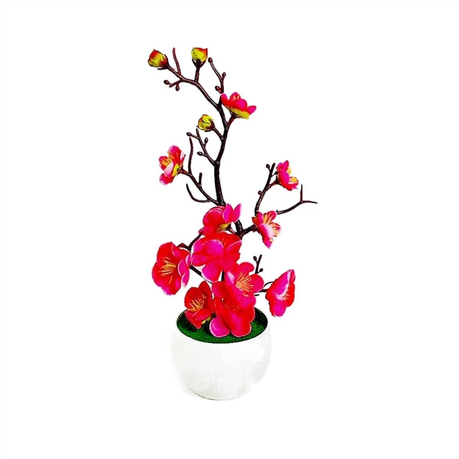 HCZKIUJY Artificial Bonsai Tree Bonsai Silk Flowers Plum Artificial Potted Plants Blossoms Simulation Winter Plum Branch Vases Wedding Home Room Decorate Fake Plant Decoration (C)