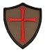 Knights Templar Cross 3x2.5 Shield Military Patch / Morale Patch - Multiple Colors (Coyote Brown with Red)