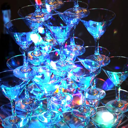 CYIOU 18 Stück Leuchtende Eiswürfel Led Eiswürfel Leuchtwürfel Badewanne Led Eiswürfel für Getränke Geeignet für Bars Partys Hochzeiten Clubs Champagner -Turmdekorationen Partybeleuchtung Eiswürfel