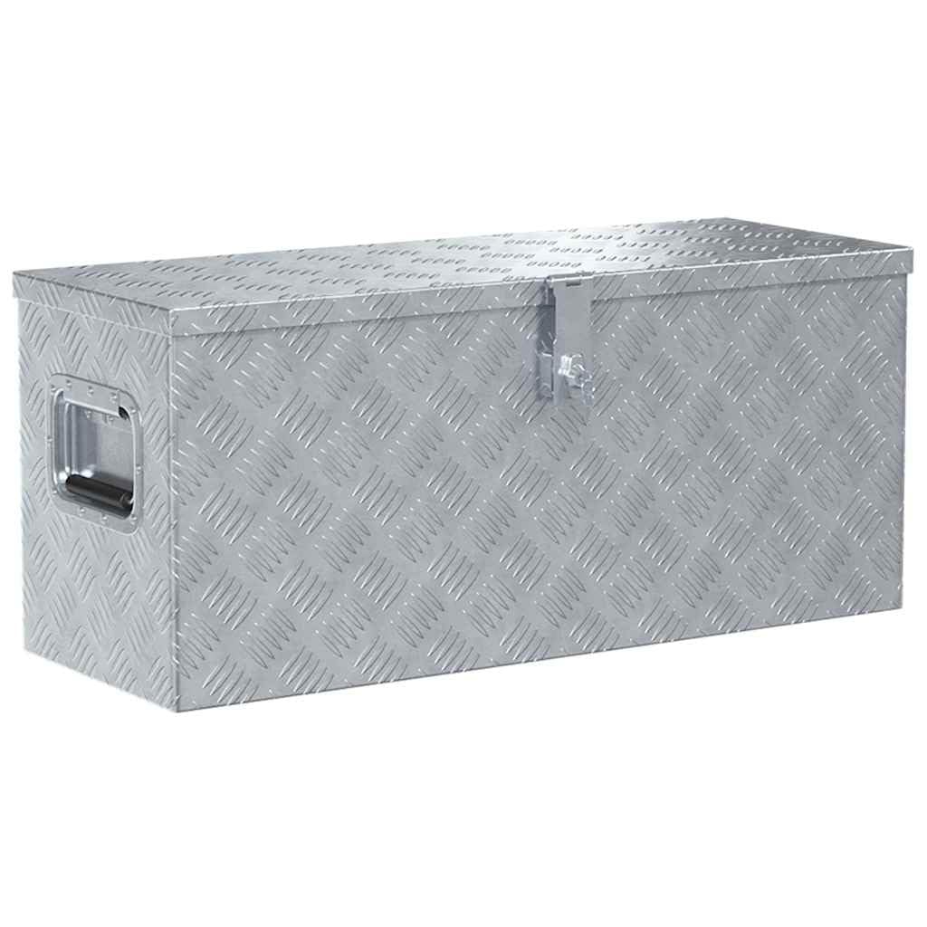 vidaXL Aluminium Box 80x30x35cm Silver Trailer Storage Chest Trunk Organiser — image 1