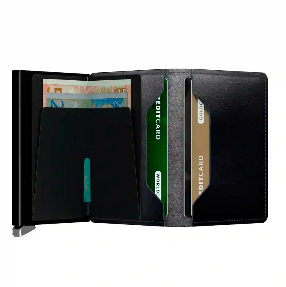 SECRID Slimwallet Dusk - Portafoglio unisex per adulti, in pelle italiana di alta qualità, con protezione RFID, colore foglia di tè, Verde acqua