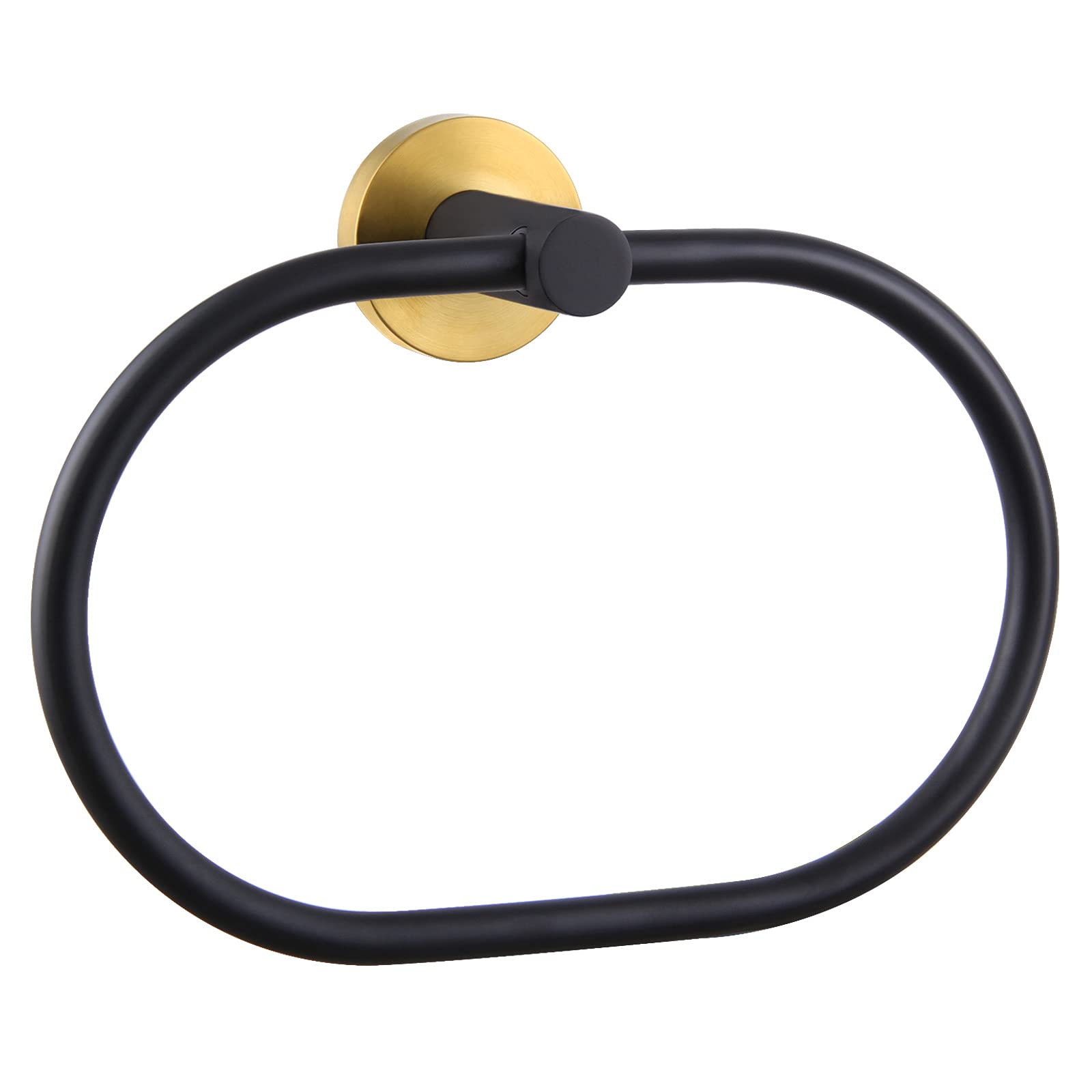 Bath Towel Ring, APLusee Stainless Steel Swivel Hand Towel Holder, Modern Oval Kitchen Bathroom Accessories (Black & Gold)