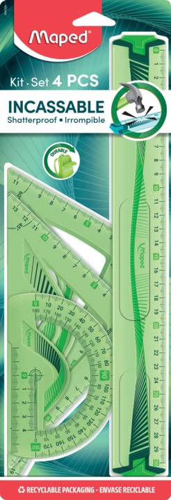 MAPED Kit de géometrie Flex incassable 4 pièces règle de 30 cm