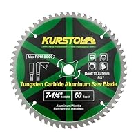 KURSTOL Metall-Kreissägeblatt 184 x 15,875mm - TCG Aluminium-Kreissägeblatt 60 Zähne für Aluminium, Nichteisenmetall, Kunststoff