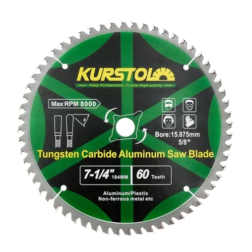 Image of Metal Circular Saw Blade - 7-1 /4 inch (184MM) TCG Cutting Blade 60T Tungsten Carbide Tipped Blade Arbor 15.87mm for Aluminium,Non-Ferrous Metals,Plastic