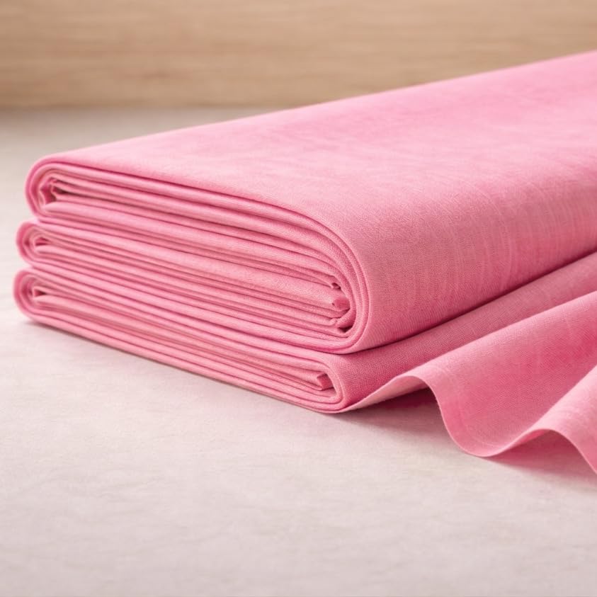 Image of Soimoi Pink Solid 60 * 60's Cotton Cambric Fabric by 3 Yards, 56 Inch Wide Light Weight Material Suitable for Kurtis, Blouses, Kids Clothing, Tunics, Dresses and Summer Apparel