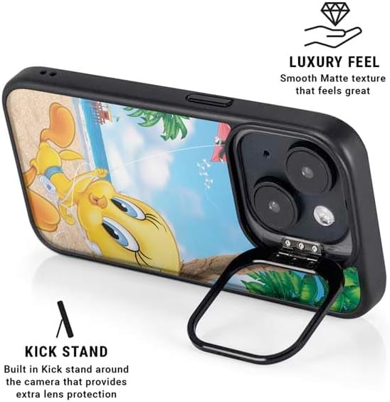 Skinit Kickstand Phone Case Compatible with iPhone 15 - Officially Licensed Looney Tunes Tweety Bird iPod Design