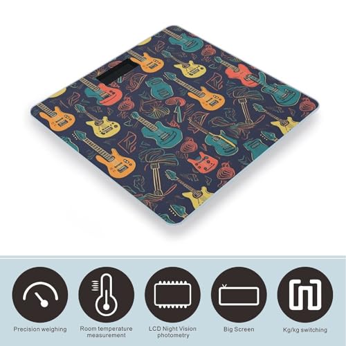Báscula digital para baño con patrón guitarra miniatura 3