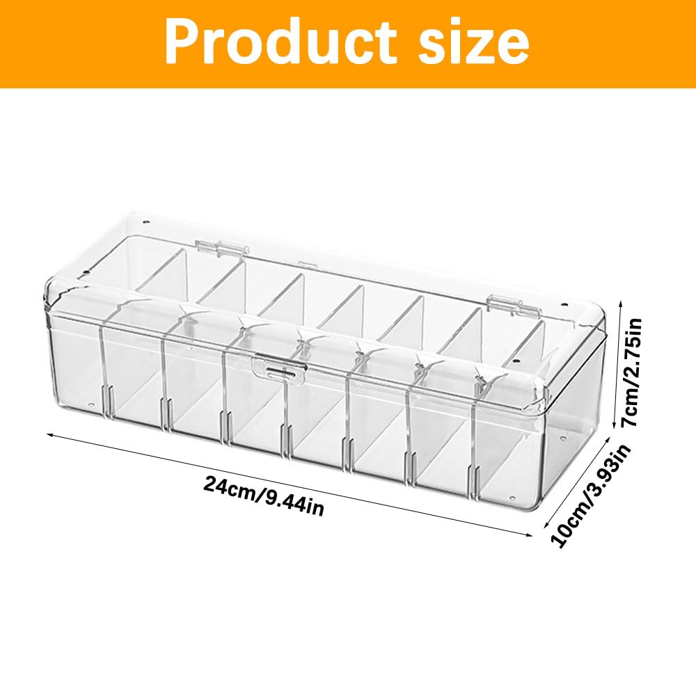 2Pcs Caja para Tarjetas, 24,8 x 10 x 7,5 cm - Organizador Transparente con Separadores Ajustables, Ideal para Tarjetas de Estudio, Tarjeta de Visita, Notas y Tarjeta de Colección