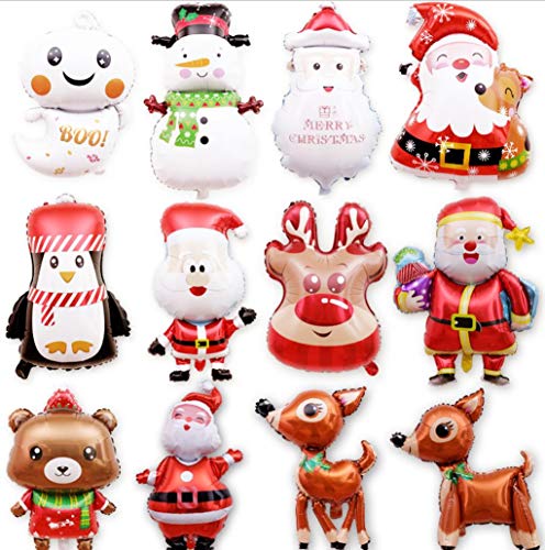 YONIK クリスマス アルミ風船 バルーン 飾り 10個セット 超大 風船 サンタ 雪だるま 鹿 クリスマス飾り パーティーグッズ