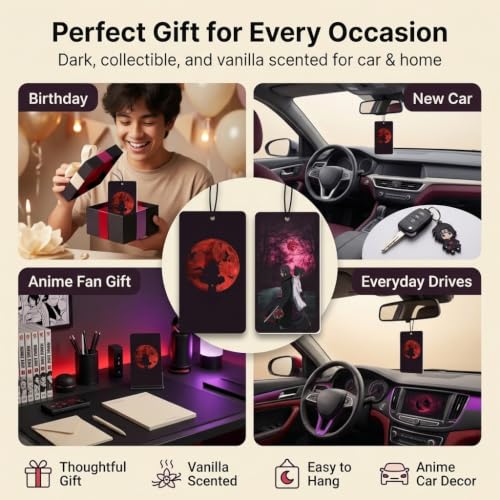 Image of PumpCar 2 pieces Uchiha Itachi Sasuke double-sided hanging Japanese anime vanilla car air freshener Cool anime hanging air fresheners for rearview mirror Car Interior Accessories Household gifts