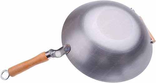 Miniatura 2 de Wok de acero de carbono con manija asistidora, parte inferior, 12 pulgadas, calibre 14 de grosor, hecho en EE. UU.