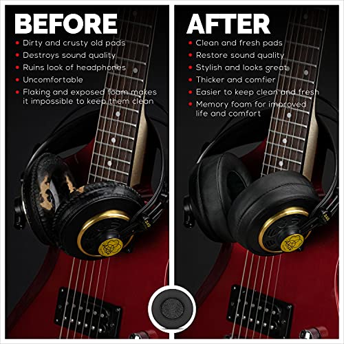 Image of Brainwavz Round Replacement Memory Foam Earpads - Suitable for Many Other Large Over The Ear Headphones - Sennheiser, AKG, HifiMan, ATH, Philips, Fostex, Sony (Black)