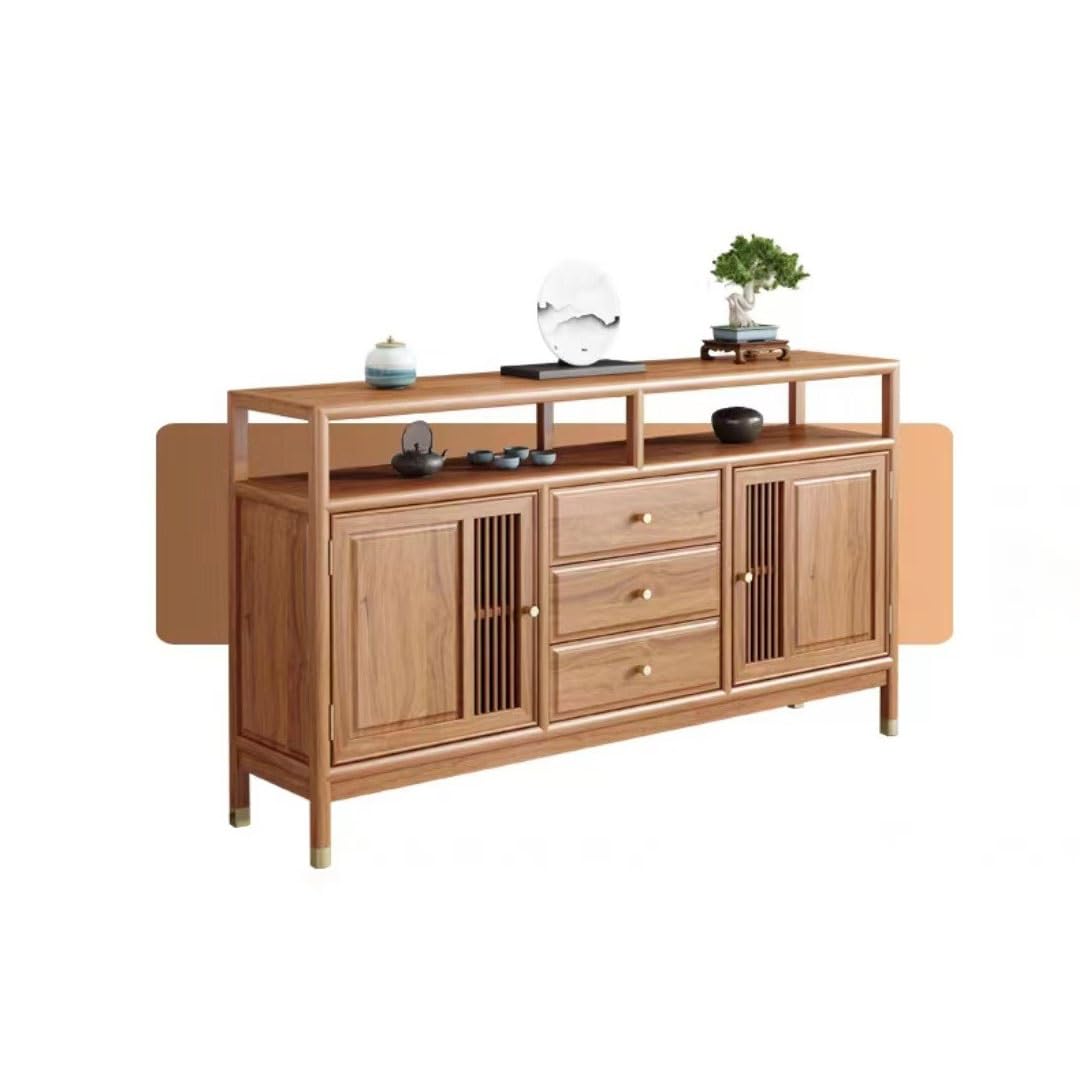 Cabinet for Storage Chinese Sideboard Elm Solid Wood Tea Cabinet Zen Living Room Wall Storage Cabinet Entry Entrance Cabinet Kitchen Pantry Cabinet(B)