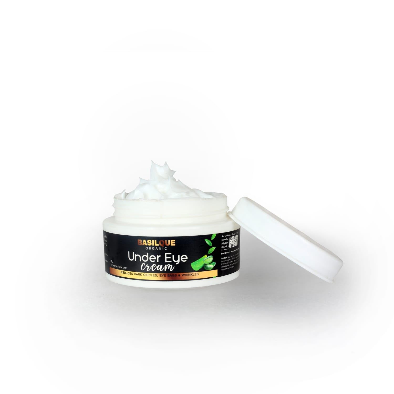Basilque Organic Under Eye Cream, Reduces Dark Circles, Eye Bags | Reduces Wrinkles, Organic Formula, For External Use, Aloe Vera Infused, Lightweight Cream-image-27