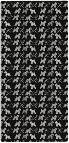 フェイスタオル シュナウザー 犬柄 タオル 35X73cm 長め 大判 ハンドタオル サンゴフリース生地 耐久性 ふわふわ ソフト 柔らか肌触り 肌に優しい やわらか 軽い 薄手 乾きやすい 抗菌防臭 家庭用、温泉、砂浜、スポーツなどにも最適 部屋の雰囲気