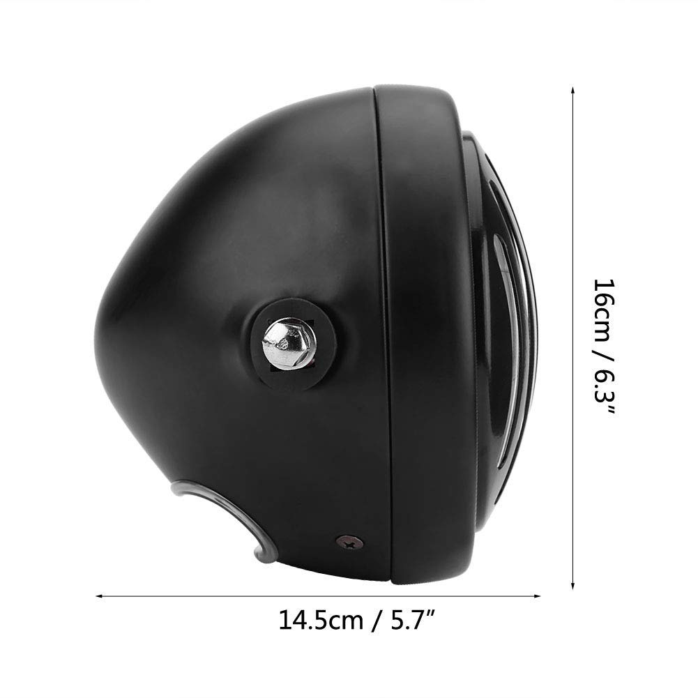 Faro anteriore vintage per moto stile griglia universale per Harley Cafe Racer Bobber Chopper (vetro bianco e nero)