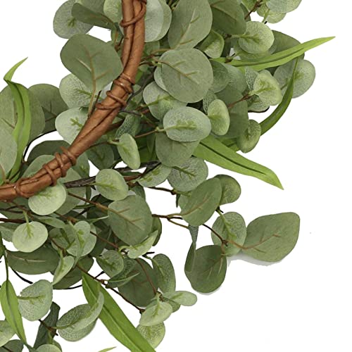 Amf0Resj 20 '' Green Eucalyptus Wreath For Front Door Artificial Spring Summer Wreath With Large Willow Leaf For Farmhouse Wall Window Outdoor Indoor Wedding Party Home Decor, White Gift Box Included #TOP7