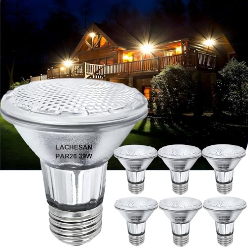 PAR20 Flood 39W 120V 480 Lumens Flood Light Bulbs, 6 Pcs PAR20 Range Hood Light Bulb with Dimmable E26 Base, Dimmable 2800K Warm White, Long Lasting for Indoor Spotlight, Range Hood, Recessed
