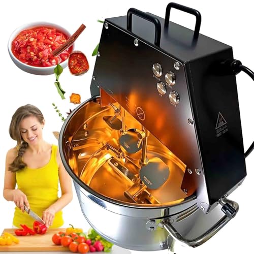 Automatic Food Mixer 10L Stainless Steel Hot Pot Seasoning Bottom Soup Sauce Stirrer Frying Machine for Hotel Restaurant Food Factory Cooking Food Mixer Blender with Light