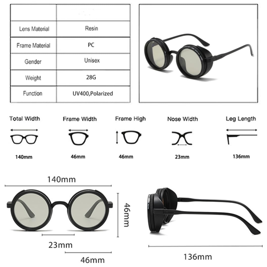 Okulary przeciwsłoneczne z polaryzacją UV400 Retro okrągłe Punk Outdoor Sports