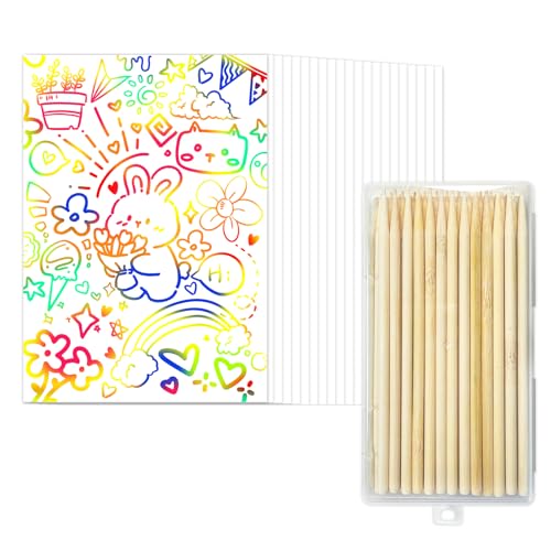 Papier à gratter magique arc-en-ciel à fond blanc pour loisirs créatifs