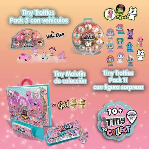 Miniatura 4 de Trotties - Tiny Maletín de Colección con 2 Figuras de Oro, con un Estuche metálico para Guardar y coleccionar Todas Las Micro Figuras, para niños y niños +3 años Famosa (TFT24000)