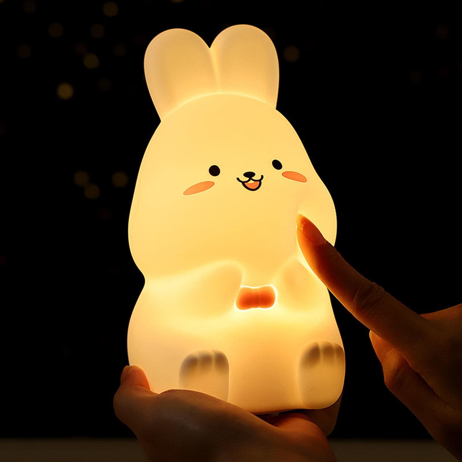 predolo Linda lámpara de luz de Noche para bebé, lámpara para niños, atenuador de Color de Conejo, lámpara Recargable de Silicona Suave para Regalo de