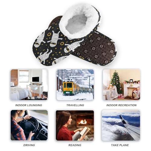 Halloween Mummy Fuzzy Memory Foam Closed Back Slippers for Women Men Knit Fleece Lined House Shoes with Anti-Skid Sole Warm Socks for Hotel Outdoor Indoor Bedroom4