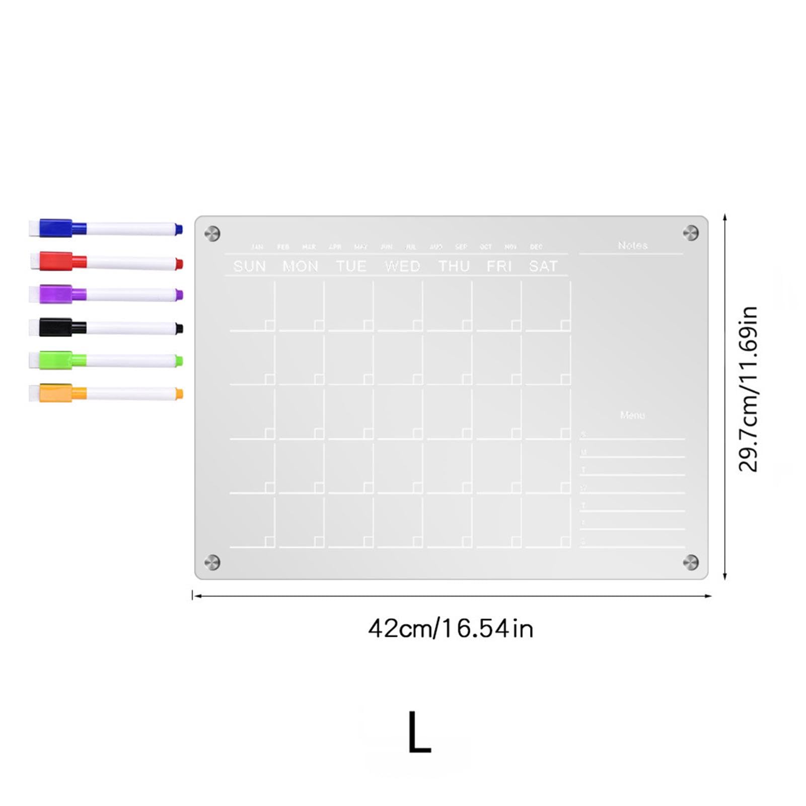 Acryl-Magnettafel Für Kühlschrank – 20,3x30,5 Cm, Transparent, Mit 2 Abwischbaren Markern