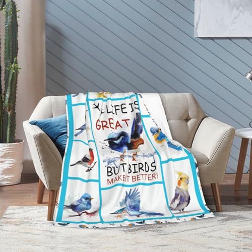 Bird Blanket Soft Cozy Cute Birds Flannel Throw Blanket Warm Lightweight Nature Bird Decor Fleece Plush Bedding Blanket Gifts for Lover Girls Boys Kids Women Adults 40