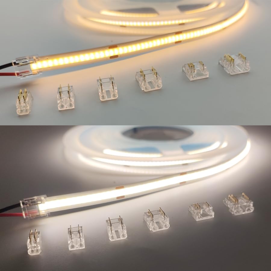 3-Pin 10mm COB LED Strip Connector for Solderless Strip-to-Wire Joints on CCT COB LED Light Strips - (Style: A, Color: Strip to Wire, Package: 25, Pins: 3P 10mm Connector)
