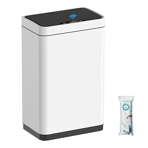 Mbillion Bote de basura automático con sensor de movimiento de 15 galones, de acero inoxidable, con tapa, rectangular, para cocina, dormitorio,