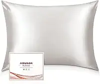 Adubor Fronhas de seda - 100% seda de amoreira pura, 23 fibras Momme 6A, 900 fios, fronha de seda para saúde do cabelo e da pele, com zíper oculto (padrão 50 x 66 cm, branco limão, 1 peça)