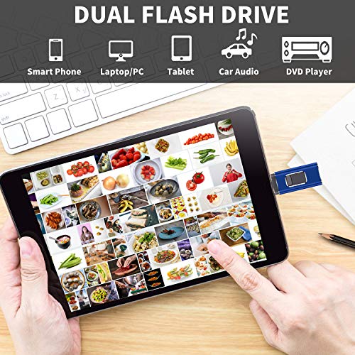 USB Flash Drive for iPhone 512GB, iPhone Memory Stick, iPhone Photo Stick External Storage for iPhone/PC/iPad/Android and More Devices with USB Port (512GB, A-Blue)