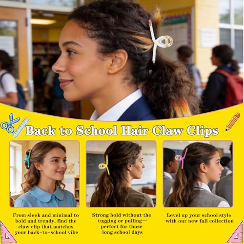 4 piezas Pinzas para cabello con diseño de lápiz para mujeres y niñas, accesorios para cabello de regreso a clases, mezcla miniatura 5