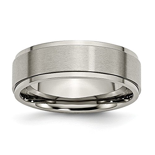 Sonia Jewels Titanium Ridged Edge 7mm Brushed and Polished Wedding Band