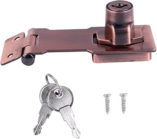 DOITOOL 3 90 Door Latch Cabinet Safety Locks Keyed Padlocks Cabinet Door Lock Door Gate Bolt Lock Keyed Catch Safety Hasp Lock Key Chain Zinc Alloy to Turn Golden Padlocks