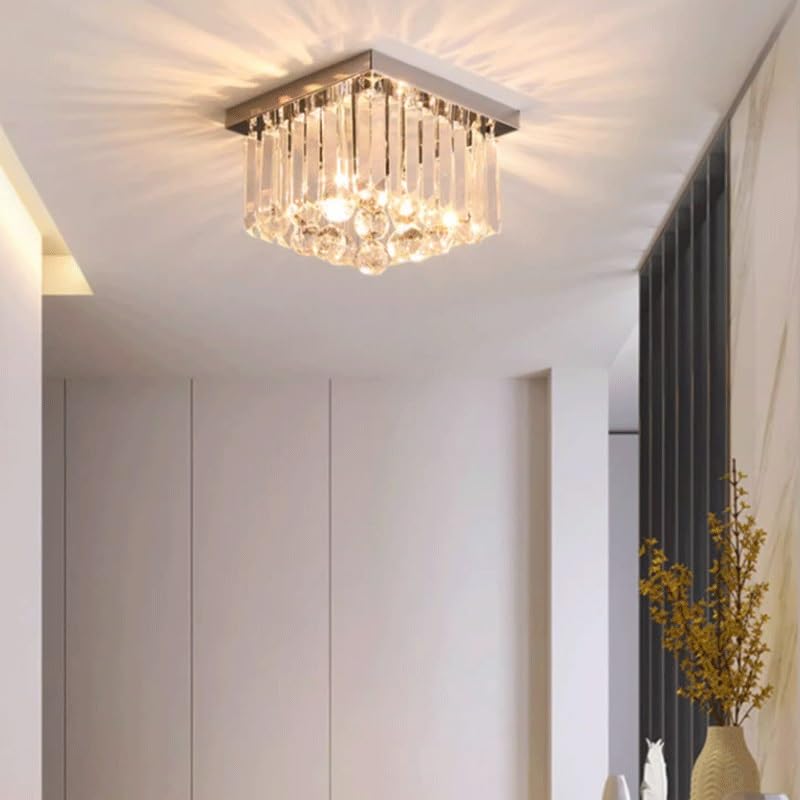 Plafonnier moderne pour couloir et balcon lustre argenté chic E14