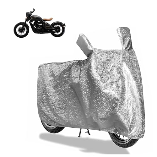 Image of Sulfar Bike Cover for Jawa Perak (Bobber) | Waterproof, Dustproof & UV Protected | All Weather Two Wheeler Cover (Silver) New 2026 Variants