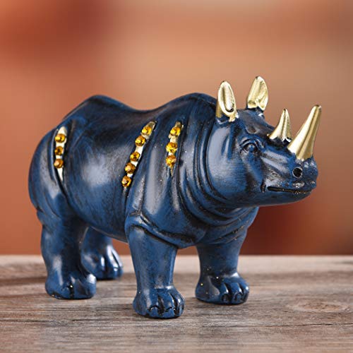 Estatua de Rinoceronte de Resina Azul para Decoración miniatura 4